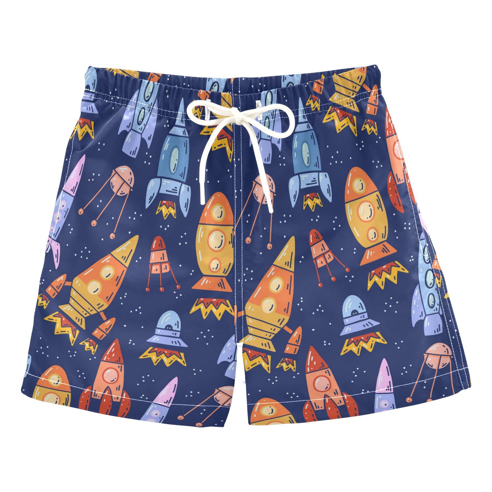 Boys Rocket Swim Trunks - Space Spaceships Swimwear for Toddlers & Kids (2T) - Summer Beach & Pool Bathing Suits for Boys
