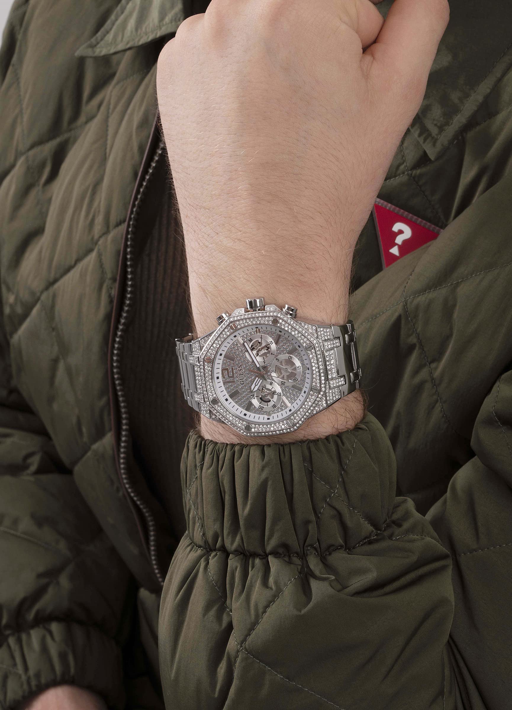 GUESS Men's Stainless Steel Quartz Watch - Waterproof Dress Watch for Business, Casual & Formal Occasions