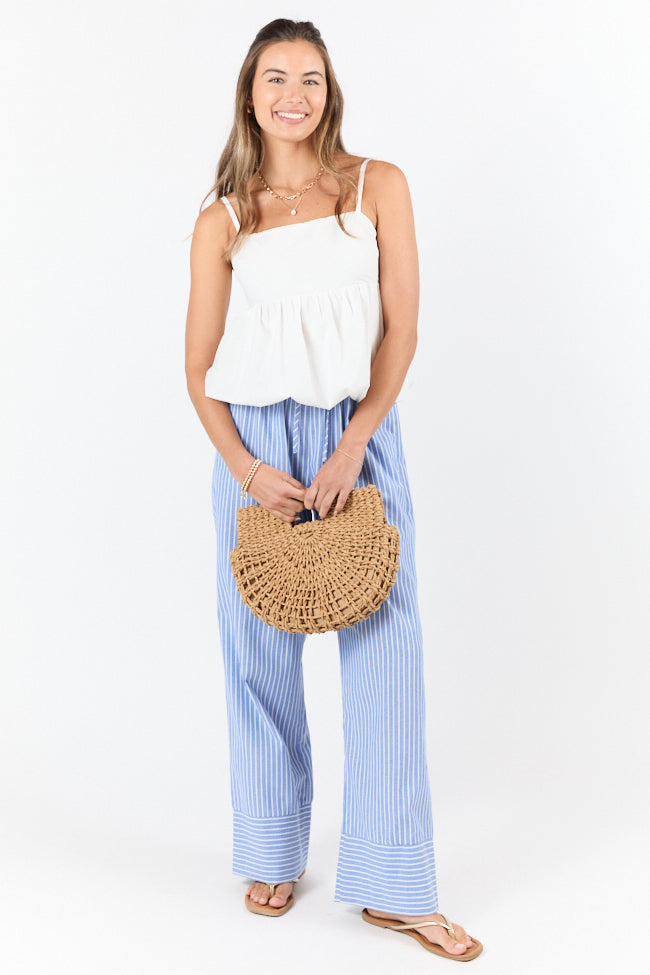 Pinky Promise Ivory Bubble Hem Tank Top for Women - Soft & Comfortable Casual Wear - Perfect for Summer, Beach, and Everyday Outfits
