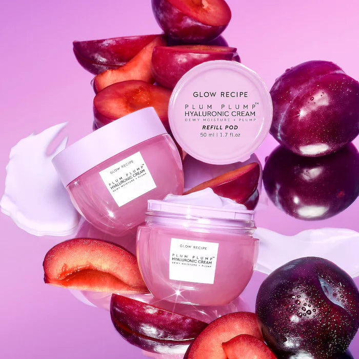 Glow Recipe Plum Plump Hyaluronic Acid Hydrating Cream - Refillable Moisturizer for Dry & Sensitive Skin | Day & Night Skincare Routine