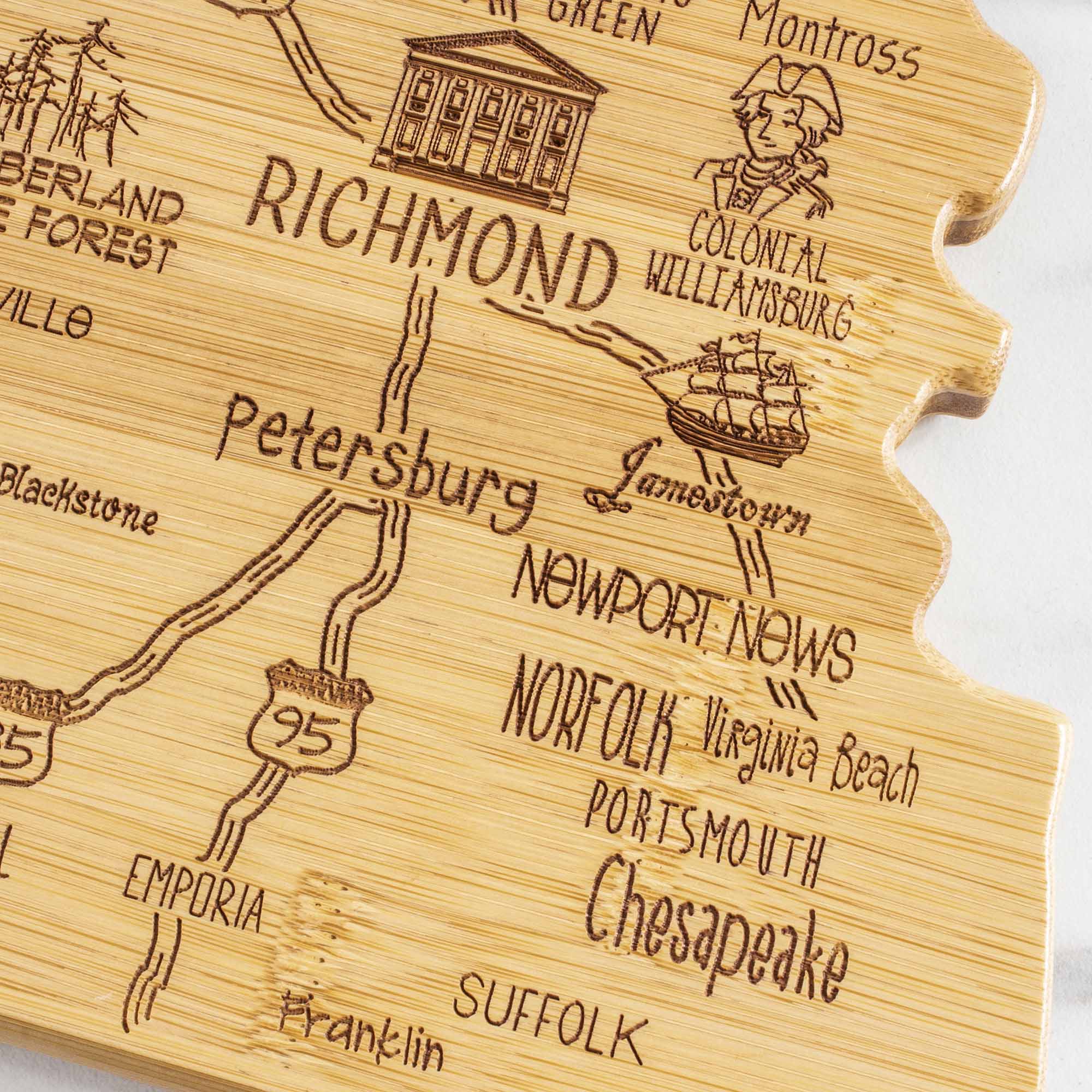 Virginia-Themed Wooden Cutting Board - 16.5