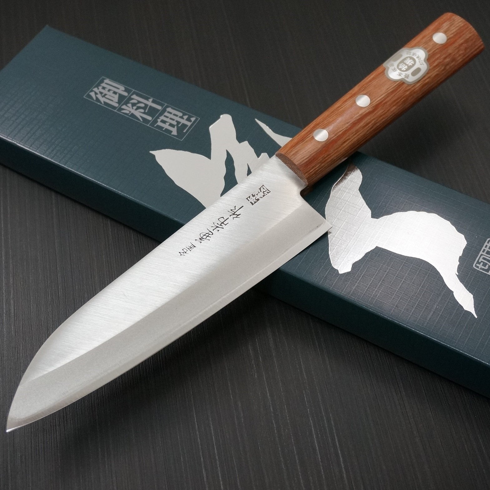 Premium Kanetsune Seki Japanese Santoku Knife - 165mm Carbon Clad Stainless Steel Blade - Perfect for Slicing, Dicing & Chopping Vegetables, Meat & Fish