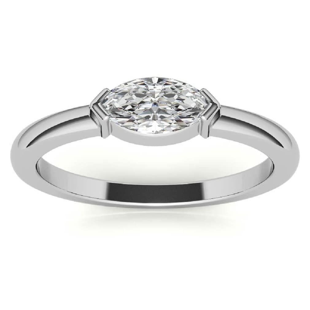 10K Solid White Gold Handmade Engagement Rings 2 CT Oval Cut Moissanite Diamond Solitaire Wedding Band Set for Women - Elegant Bridal Jewelry for Proposals, Anniversaries & Special Occasions