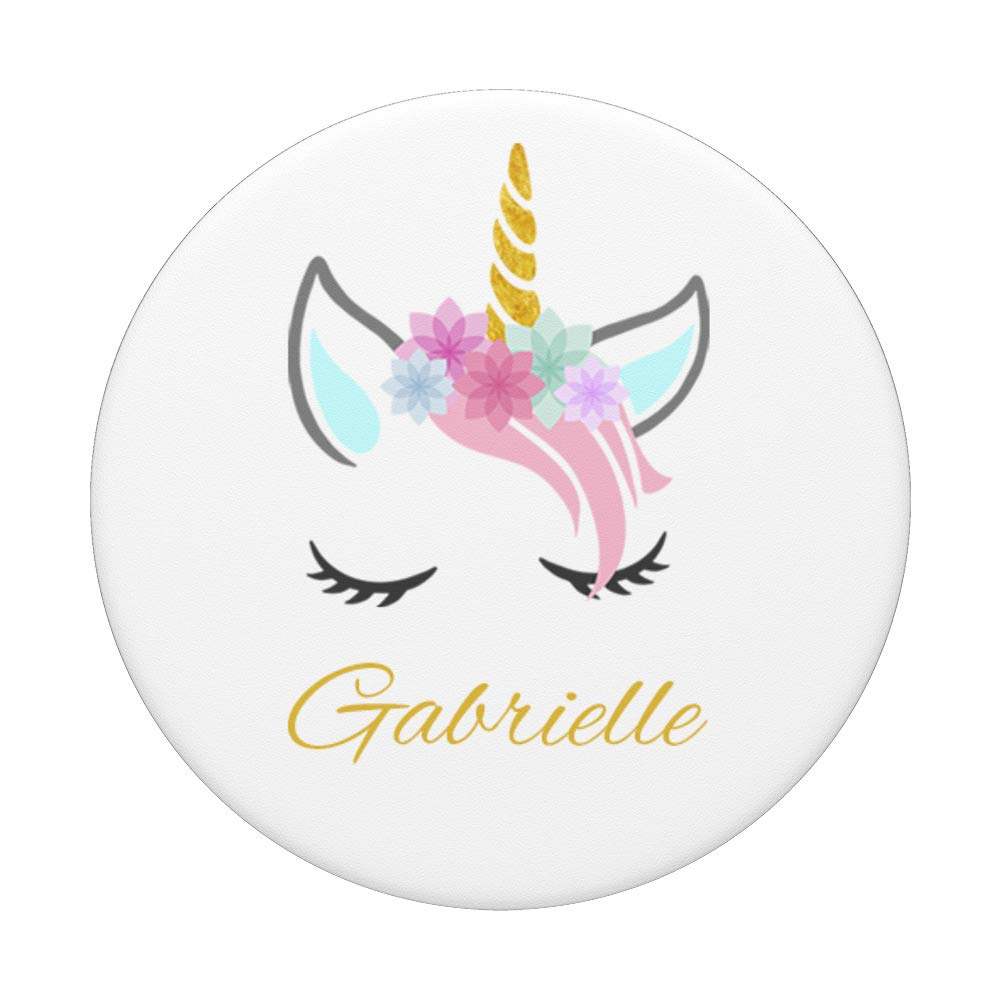 Personalized Gabrielle Name Unicorn PopSockets Phone Grip & Stand - Custom White Unicorn Design for iPhone, Samsung & Tablets - Perfect Gift for Girls, Kids & Unicorn Lovers (Home, Office, Travel Use)
