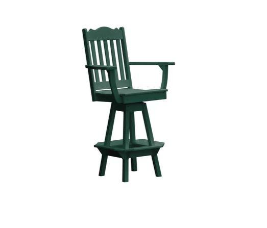 A & L Furniture Royal Swivel Bar Chair with Arms - Modern Counter Height Stool for Kitchen Island, Home Bar & Dining Room - Comfortable Upholstered Seat with 360° Rotation