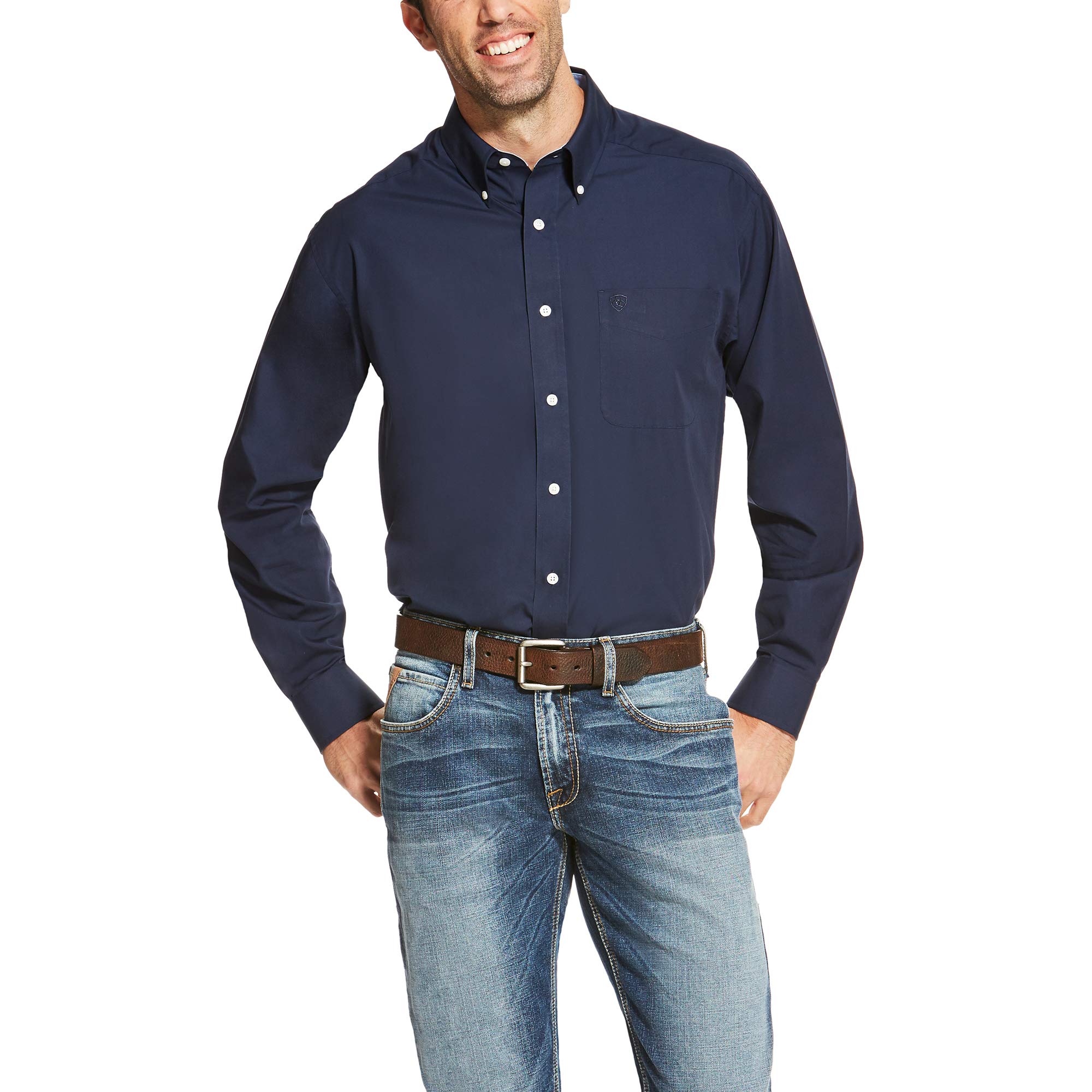 ARIAT Men's Wrinkle Free Solid Dress Shirt - Comfortable Office & Casual Wear for Business & Everyday Use