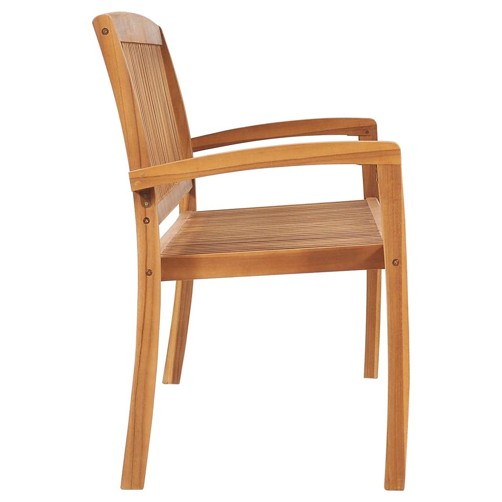 Premium Stackable Outdoor Patio Bench with Cushion - Solid Teak Wood Garden Furniture - Weather Resistant & Space-Saving Design - Perfect for Terrace, Garden, Poolside or Backyard Relaxation