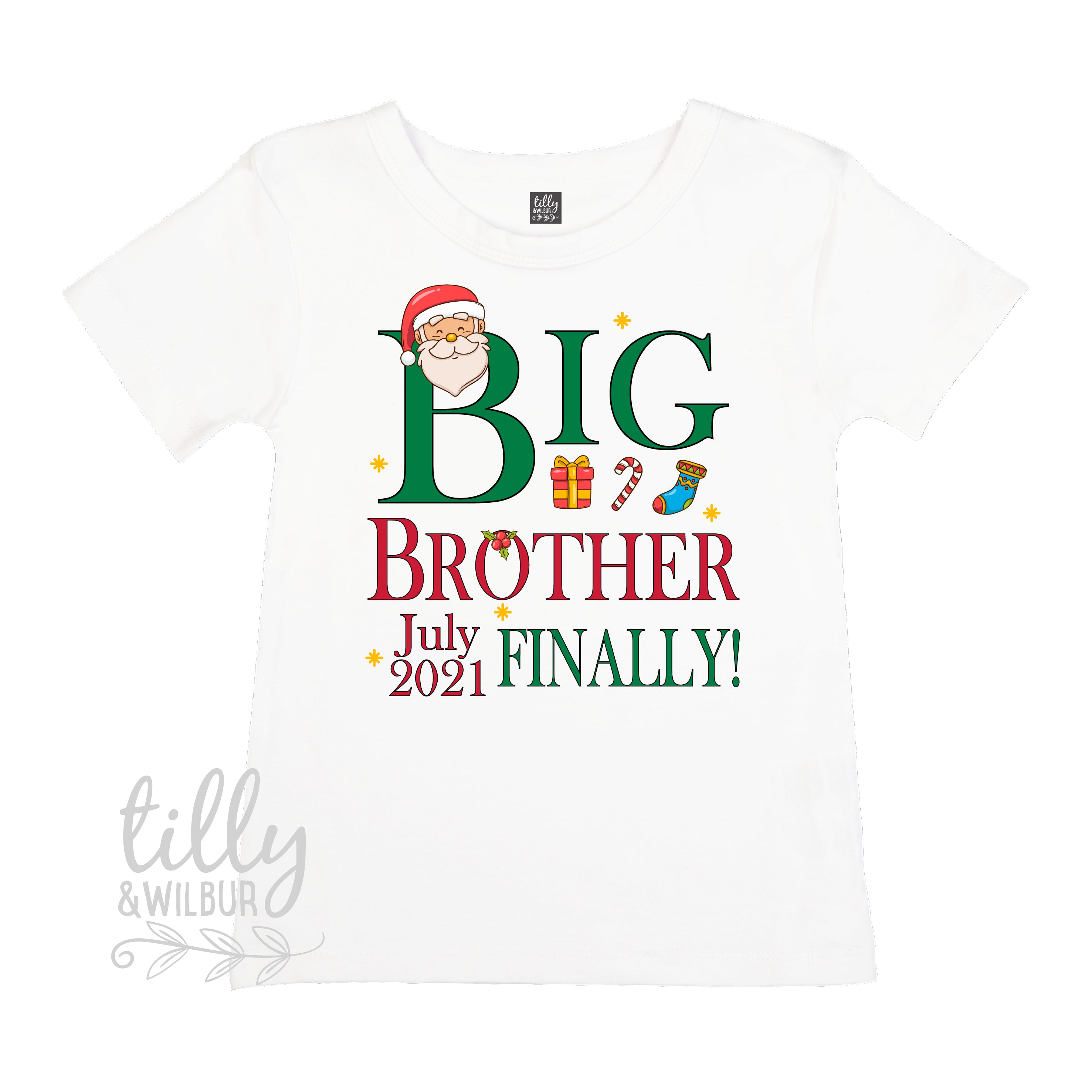 Christmas Big Brother Finally With Due Date - Multiple Colors Available | Perfect for Holiday Gifts, Family Celebrations & Newborn Announcements