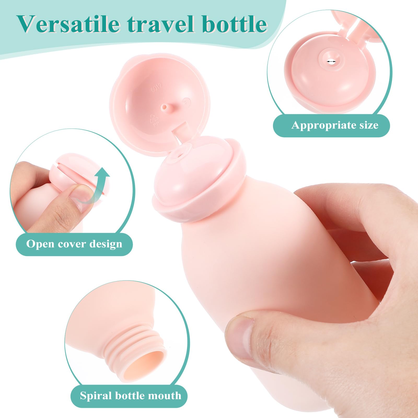 Pink Silicone Travel Bottles for Toiletries - 4PCS Leak-Proof Refillable Squeeze Bottles for Shampoo, Lotion & Cosmetics | Perfect for Air Travel, Gym, Camping & Vacation Essentials