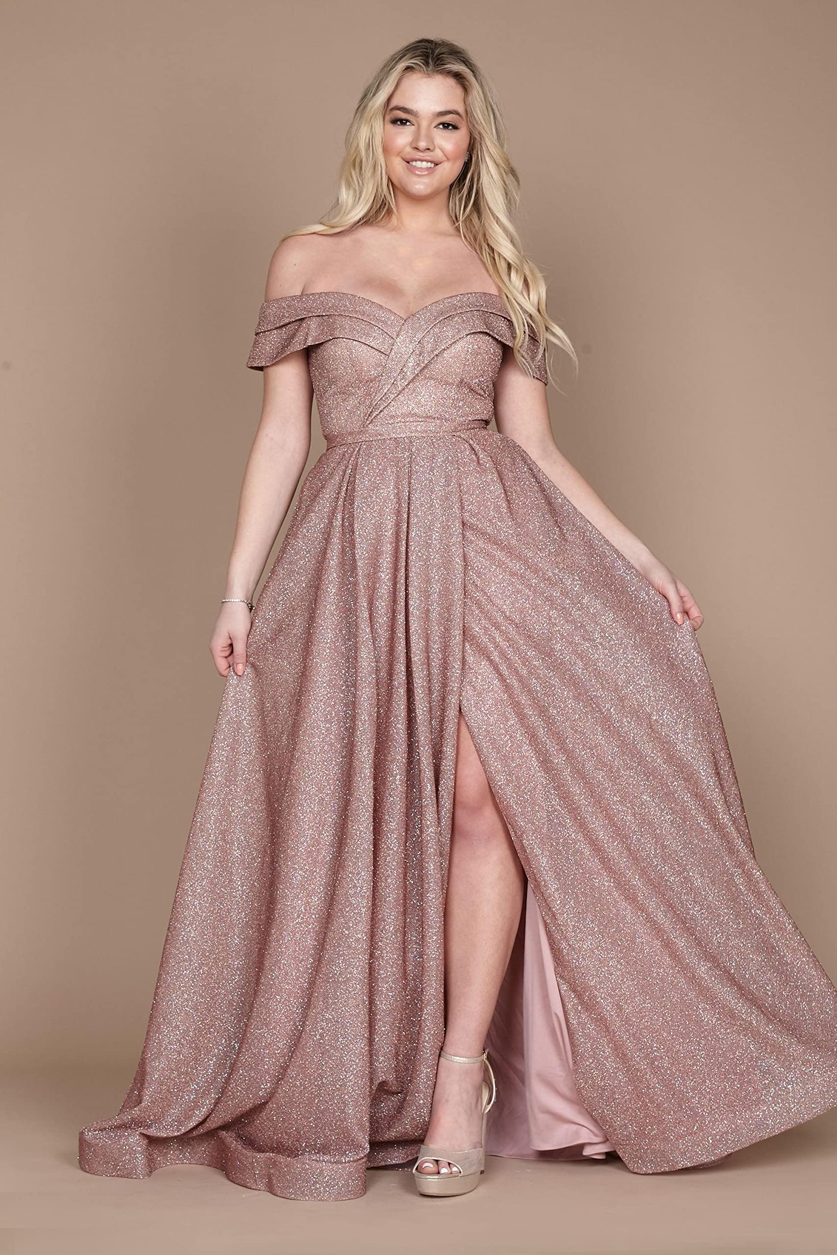 Sparkly Long Off-Shoulder Prom Dress for Women - Elegant Glitter Evening Gown for Homecoming, Pageant & Formal Events