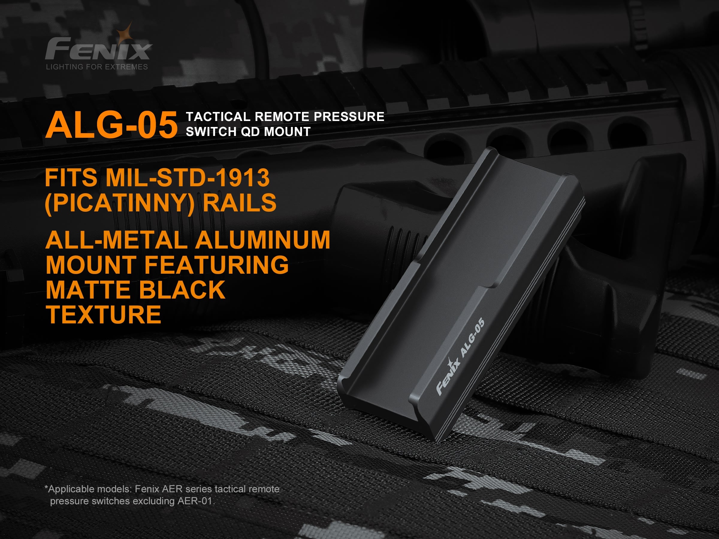 Fenix AER 02 V2.0 Tactical Flashlight with ALG 05 Mounting Kit - Perfect for Outdoor Adventures, Hunting & Emergency Preparedness