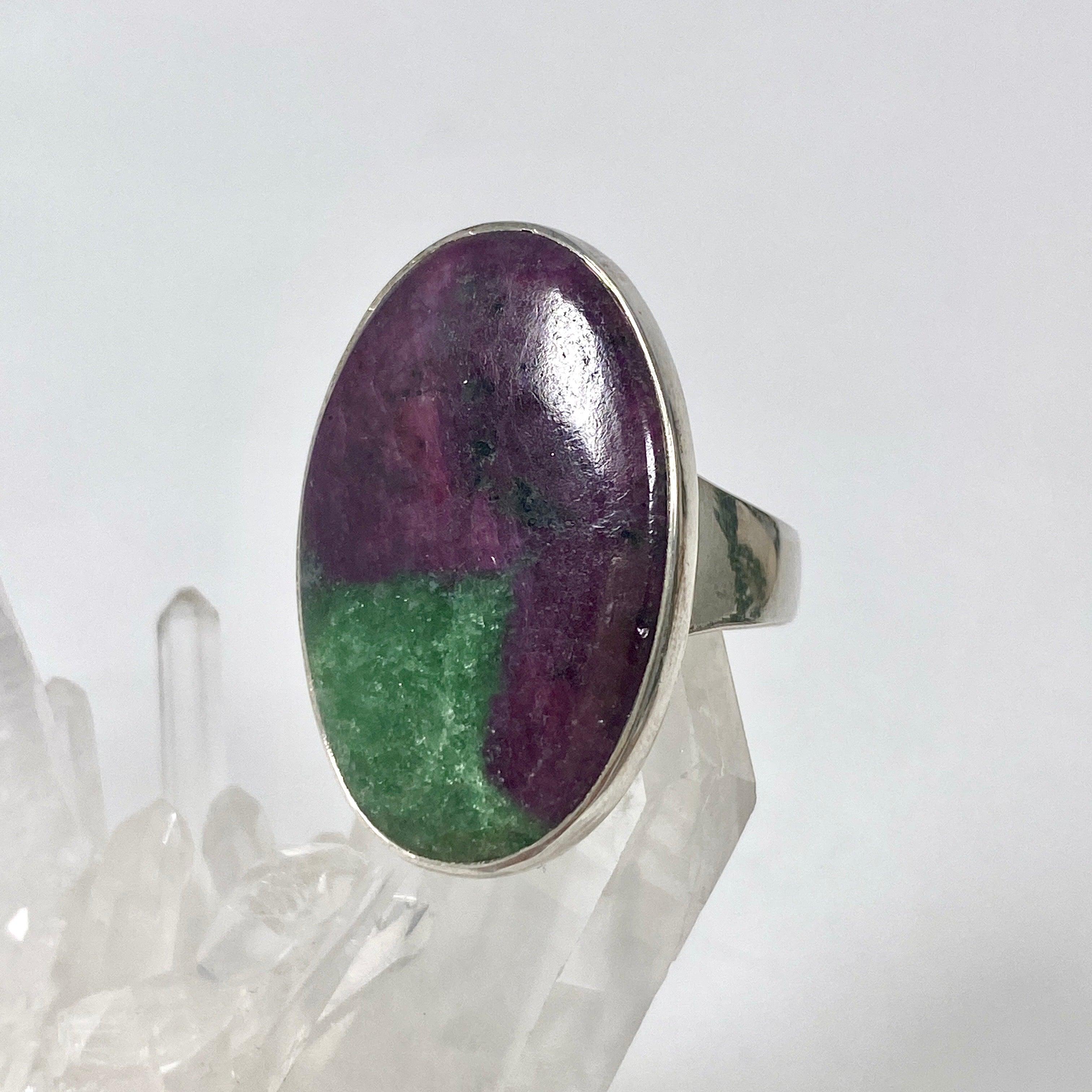 Natural Ruby in Zoisite Oval Ring - Size 9 - KRGJ2442 - Elegant Jewelry for Women, Perfect for Weddings, Parties & Special Occasions