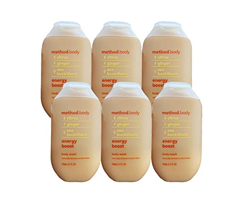 Method Energy Boost Body Wash - 3.4 oz (100mL) Pack of 6 | Refreshing Shower Gel for Morning Routine & Post-Workout Revitalization