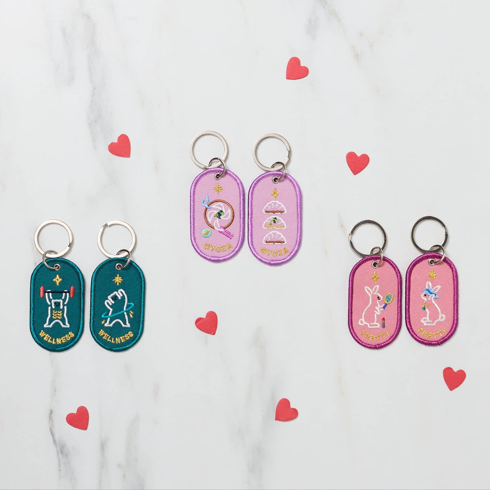 2/8b Pair Key Ring - Durable Stainless Steel Keychain with Iroha Design - Perfect for Home, Office, and Travel Organization