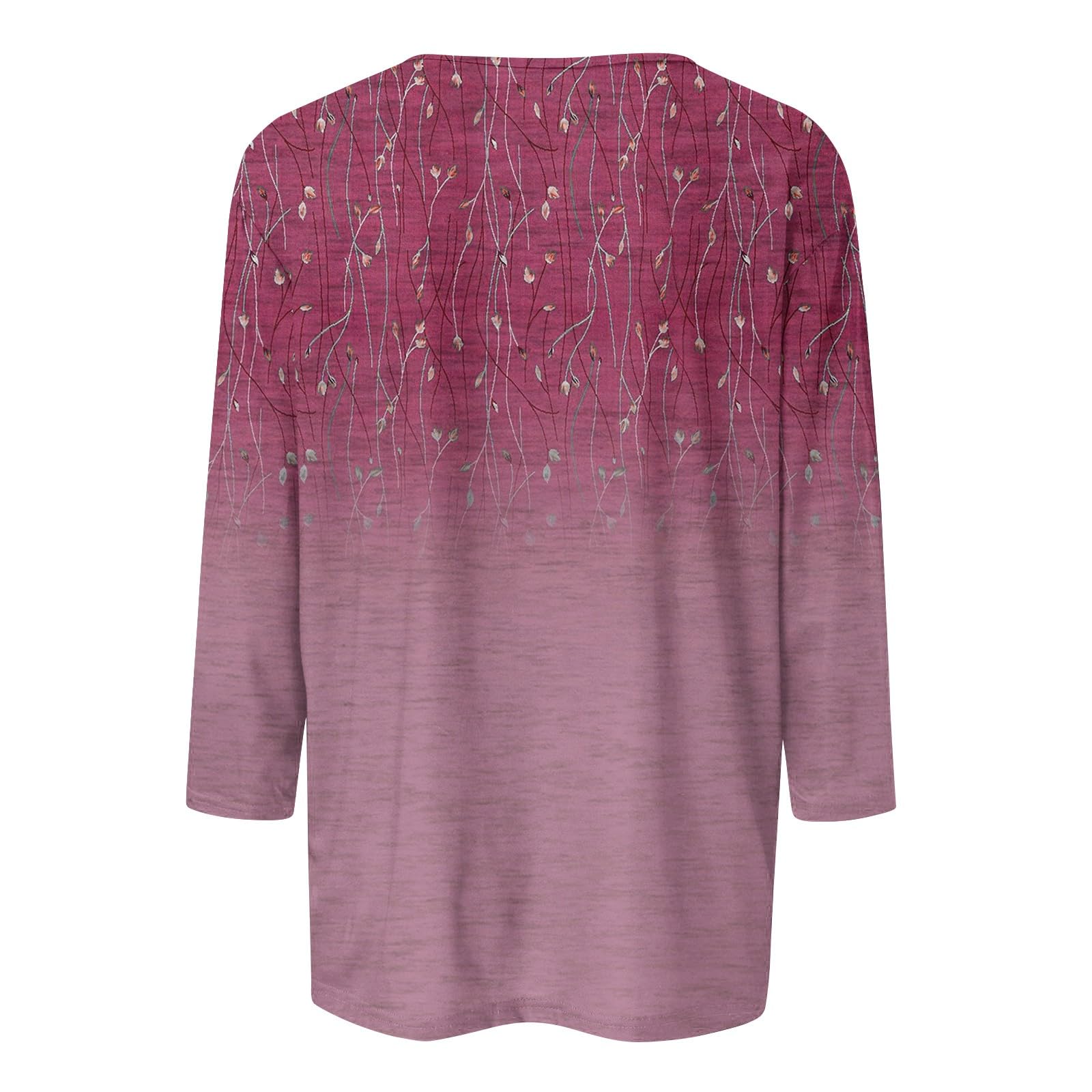 Women's 3/4 Sleeve Crewneck Loose Fit Casual T-Shirts - Solid Color Basic Tunic Tops for Summer | Trendy Ladies Blouses for Work, Weekend & Daily Wear