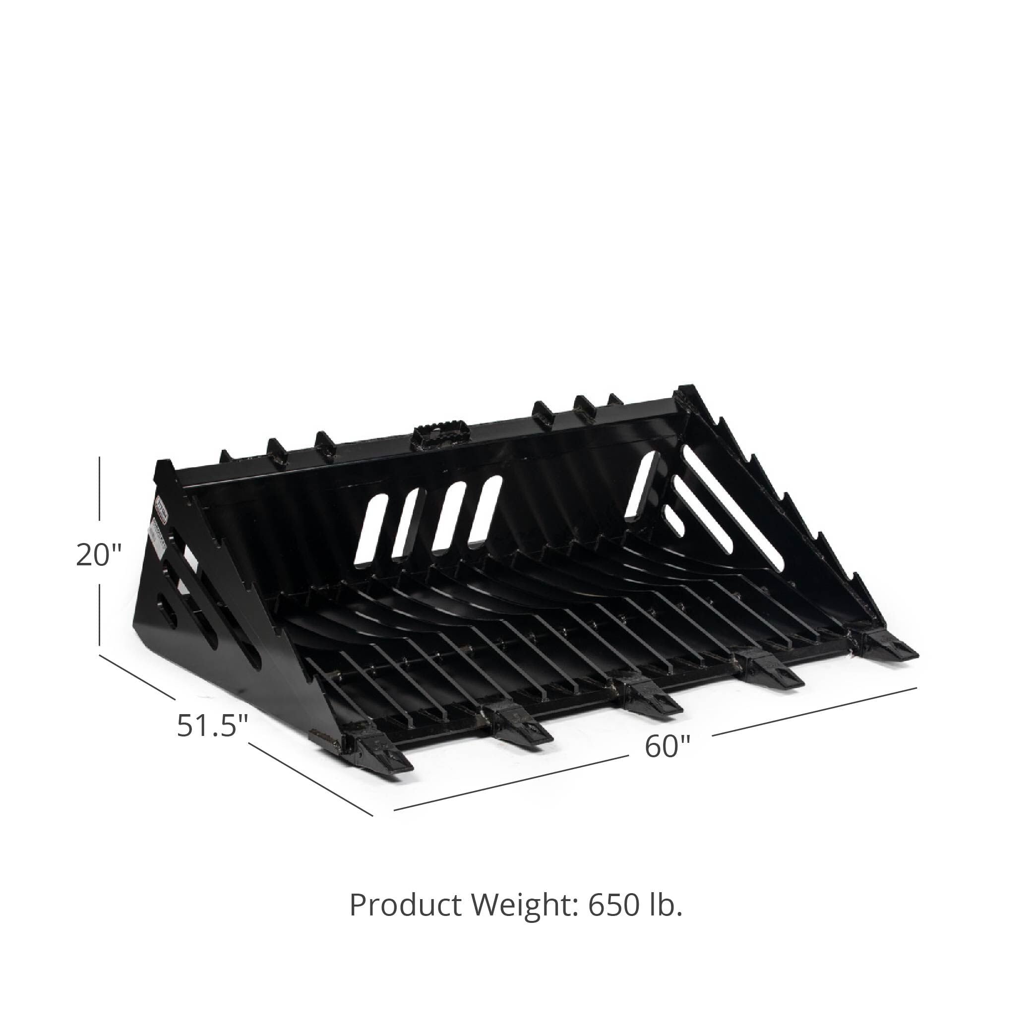 Titan Attachments 60in Heavy Duty Skeleton Rock Bucket with Bolt-On Teeth - Skid Steer Quick Tach Compatible - Reinforced Side Cutters - Perfect for Landscaping, Construction & Material Handling