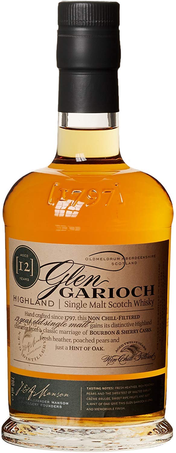 Glen Garioch 12 Year Old Single Malt Scotch Whisky 48% ABV 70cl with Gift Box & Laphroaig 10 Year Old Islay Single Malt Scotch Whisky 40% ABV 70cl with Gift Box - Premium Whisky Gift Set for Special Occasions, Whisky Tasting & Collector's Display