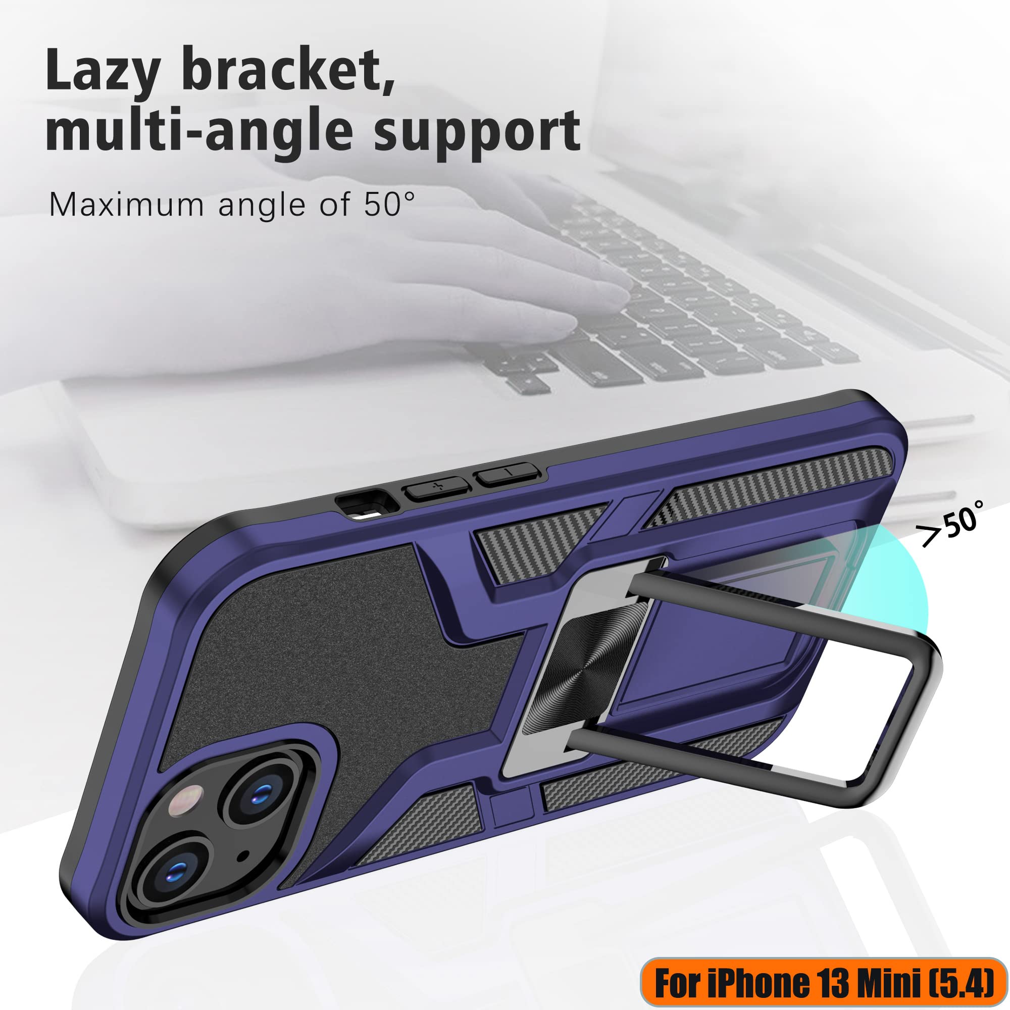 Military Shockproof iPhone 13 Mini Case - Magnetic Kickstand for Car & Outdoor Use