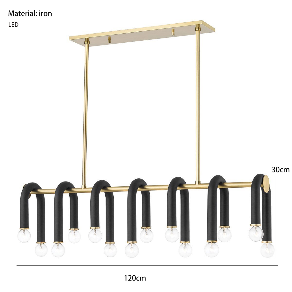 U-Shaped Tube Chandelier - Modern Exclusive Lighting Fixture for Dining Room, Living Room & Bedroom Decor