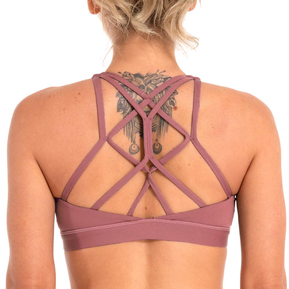 Women's Padded Sports Bras - Low Support Criss Cross Back for Yoga & Workouts