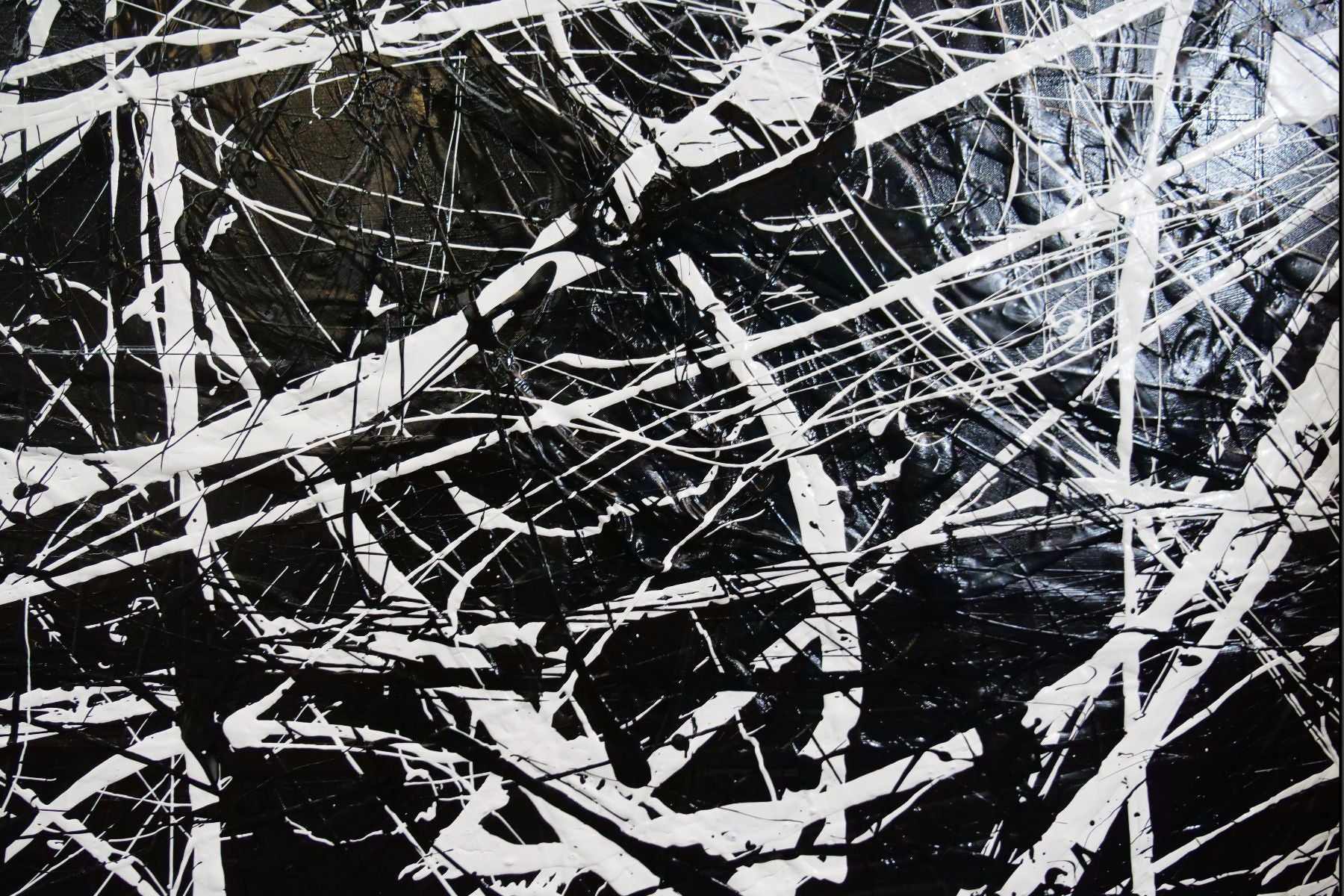 Scatter Brain Abstract Painting 150cm x 150cm - Black & White Textured Canvas Art for Modern Living Room & Office Wall Decor