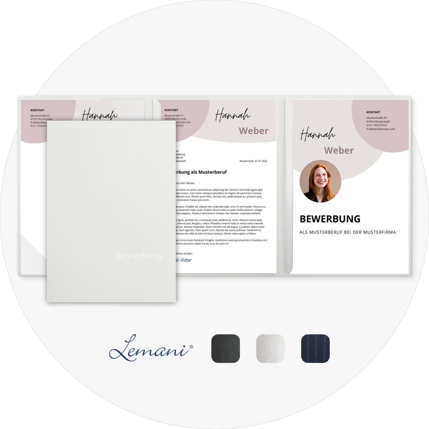 5-Pack Lemani® Prestige 3-Part Job Application Folders in Beige - Includes 2 Slide Binders & 1 Premium Embossed 'Bewerbung' Folder - Office & Interview Organization Supplies - Direct from Manufacturer Stratag - Designed by Mario Lemani