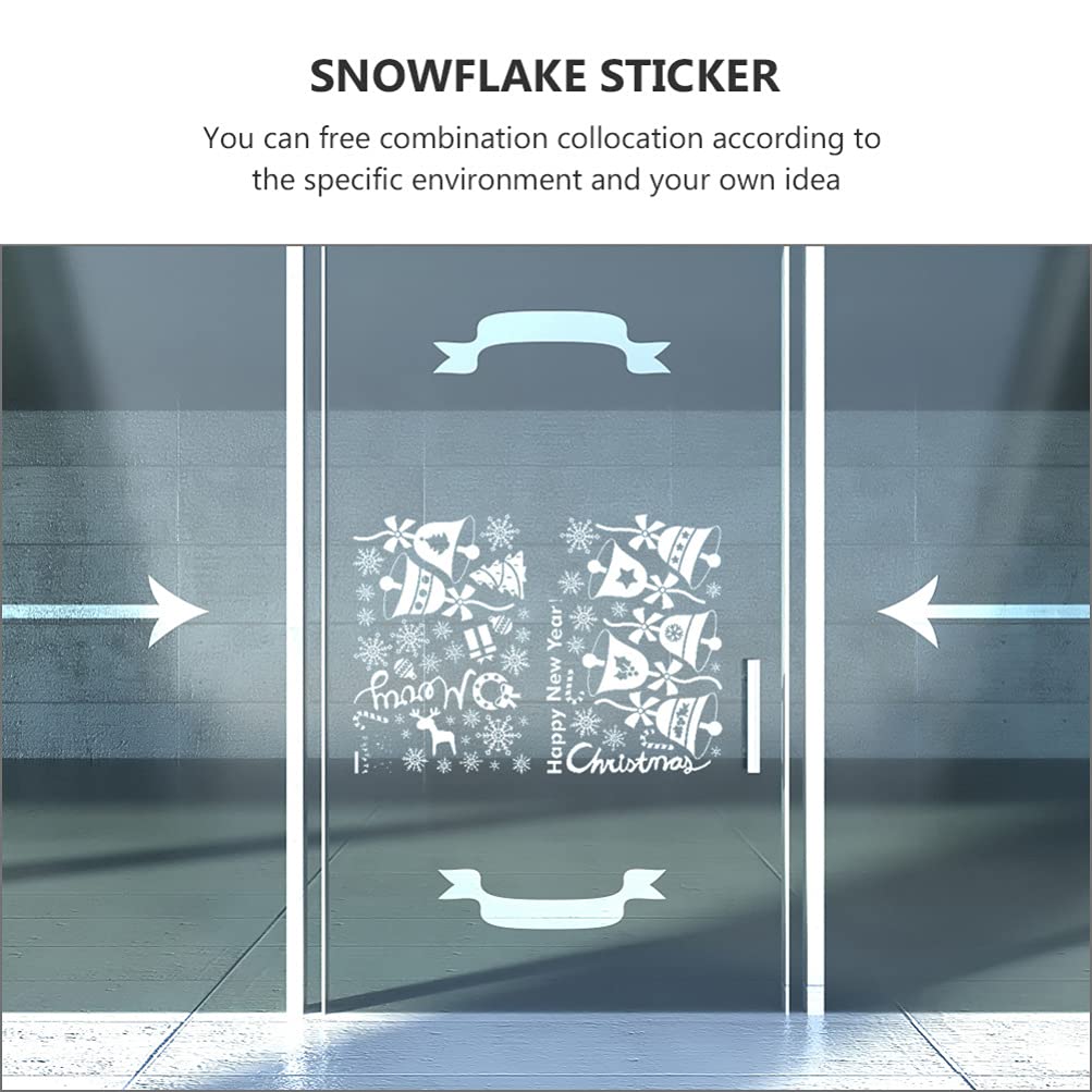 VALICLUD 1 Set of 24 Bell & Snowflake Window Cling Stickers - Christmas Electrostatic Decals for Glass Doors, Windows - Holiday Home Decor, Party, Office, Classroom (Winter Wonderland Theme)