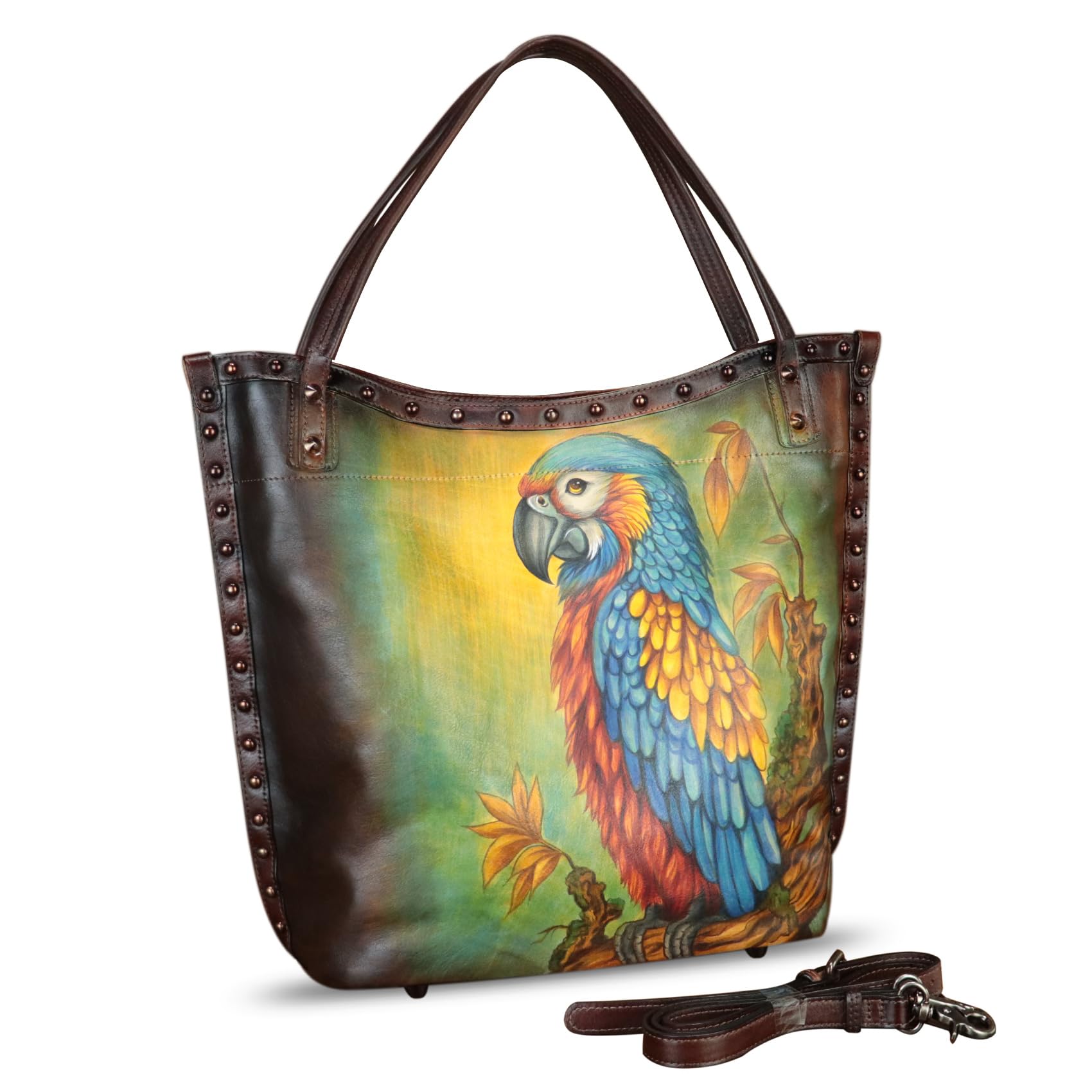 Handmade Genuine Leather Shoulder Bag for Women - Hand Painted Crossbody Purse, Work Tote & Casual Handbag | Perfect for Office, Travel & Everyday Use