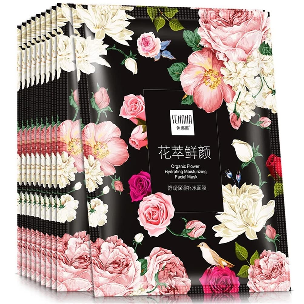 Rose Hydrating Face Mask for Women - Brighten & Moisturize Skin (40 PCS) for Daily Skincare