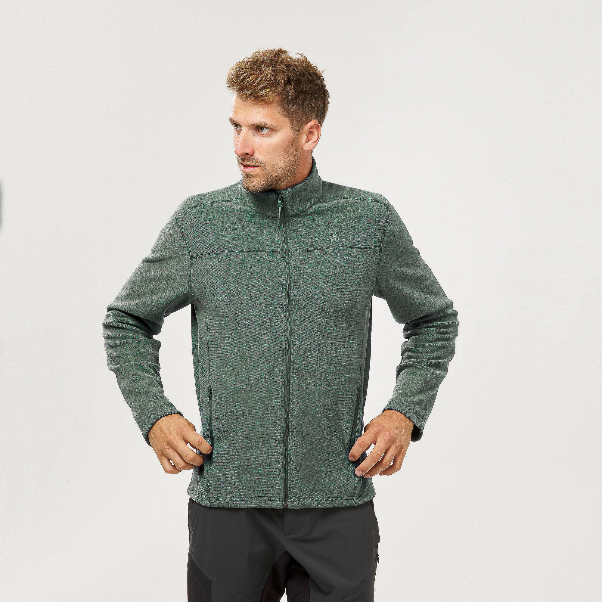 Quechua Men's MH120 Lightweight Fleece Hiking Jacket - Warm Outdoor Winter Coat for Camping, Trekking & Mountain Climbing