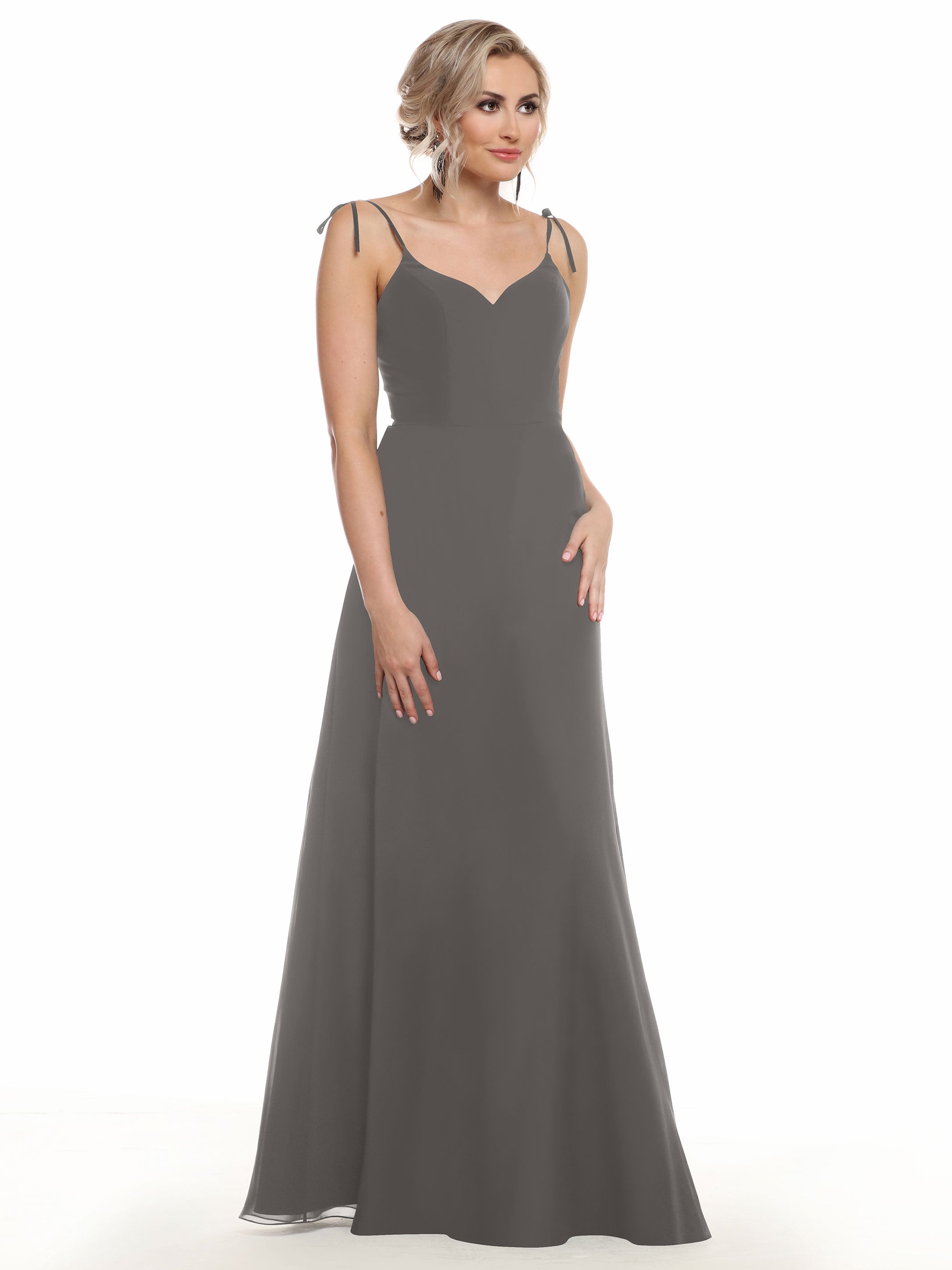 Elegant 80144 Chiffon A-Line Bridesmaid Dress with V-Neck & Spaghetti Straps - Perfect for Weddings, Formal Events & Special Occasions
