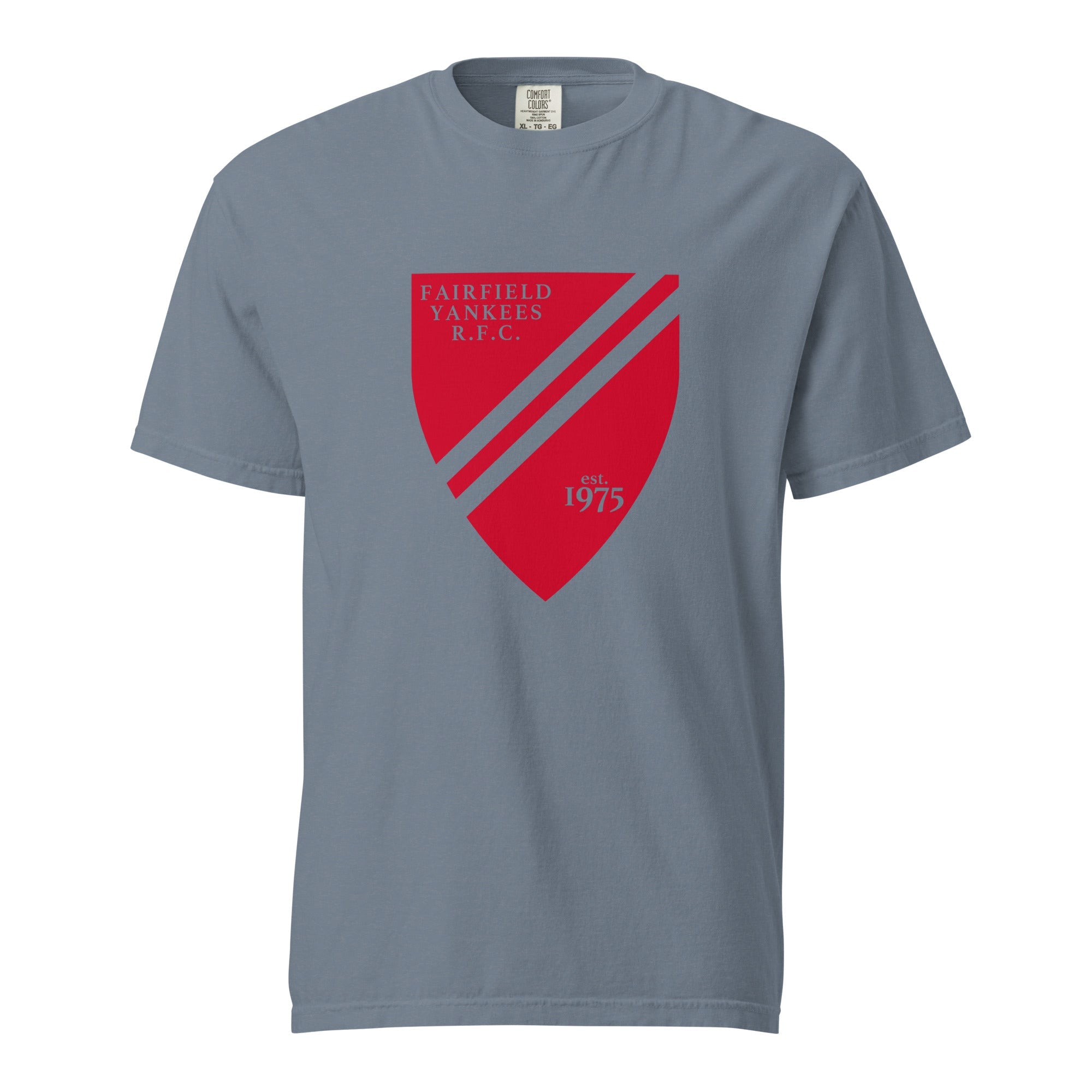Fairfield Yankees RFC Garment Dyed Cotton T-Shirt - Vintage Washed Soft Crewneck Tee for Men | Casual Wear, Sports Fan Apparel, Everyday Outfits