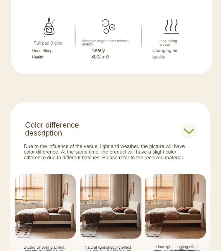 Modern Simple Cream Style Poplar Solid Wood Bed - Sturdy & Elegant for Master Bedroom, Guest Room, or Kids Room