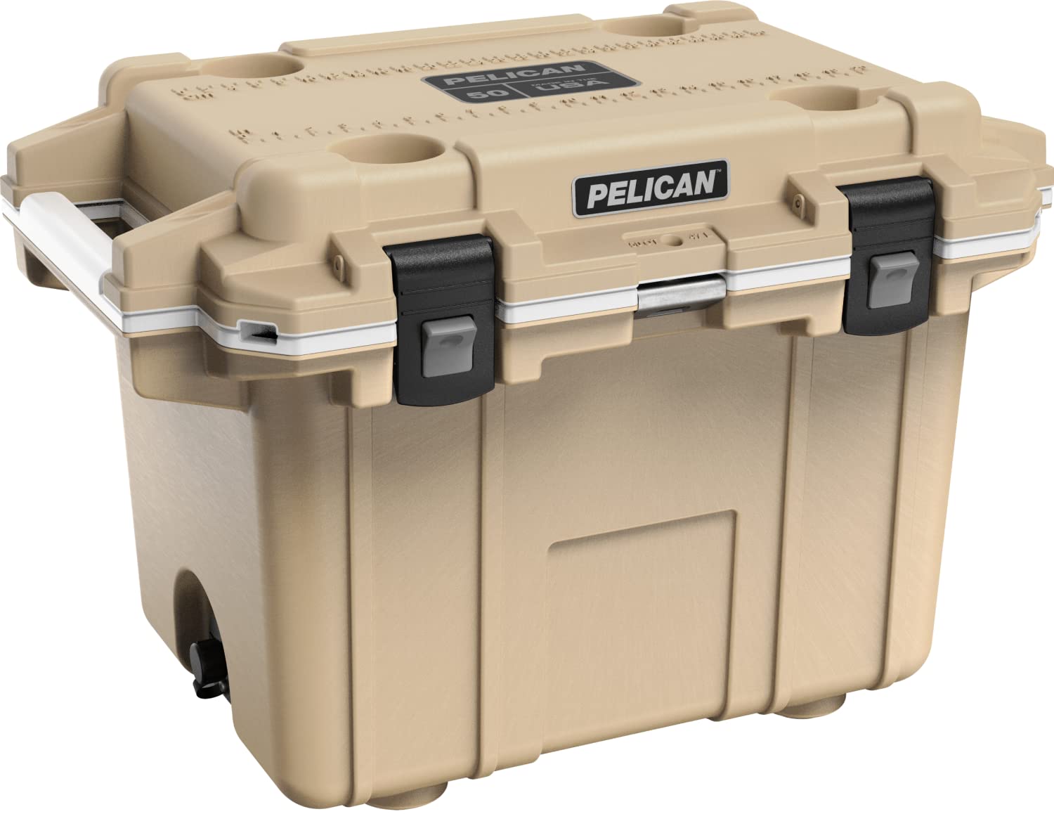 Pelican 50 Quart Elite Cooler - Heavy-Duty Rotomolded Ice Chest for Camping, Fishing & Outdoor Adventures - Keeps Ice for 7+ Days, Perfect for Beach, Tailgating & Road Trips
