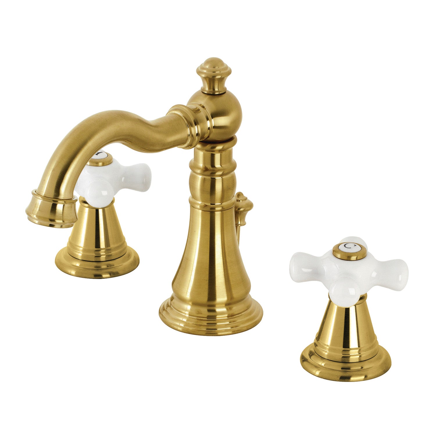 American Classic FSC1973APX 2-Handle 3-Hole Widespread Bathroom Faucet with Brass Pop-Up Drain - Brushed Brass Finish for Vanity Sinks & Powder Rooms