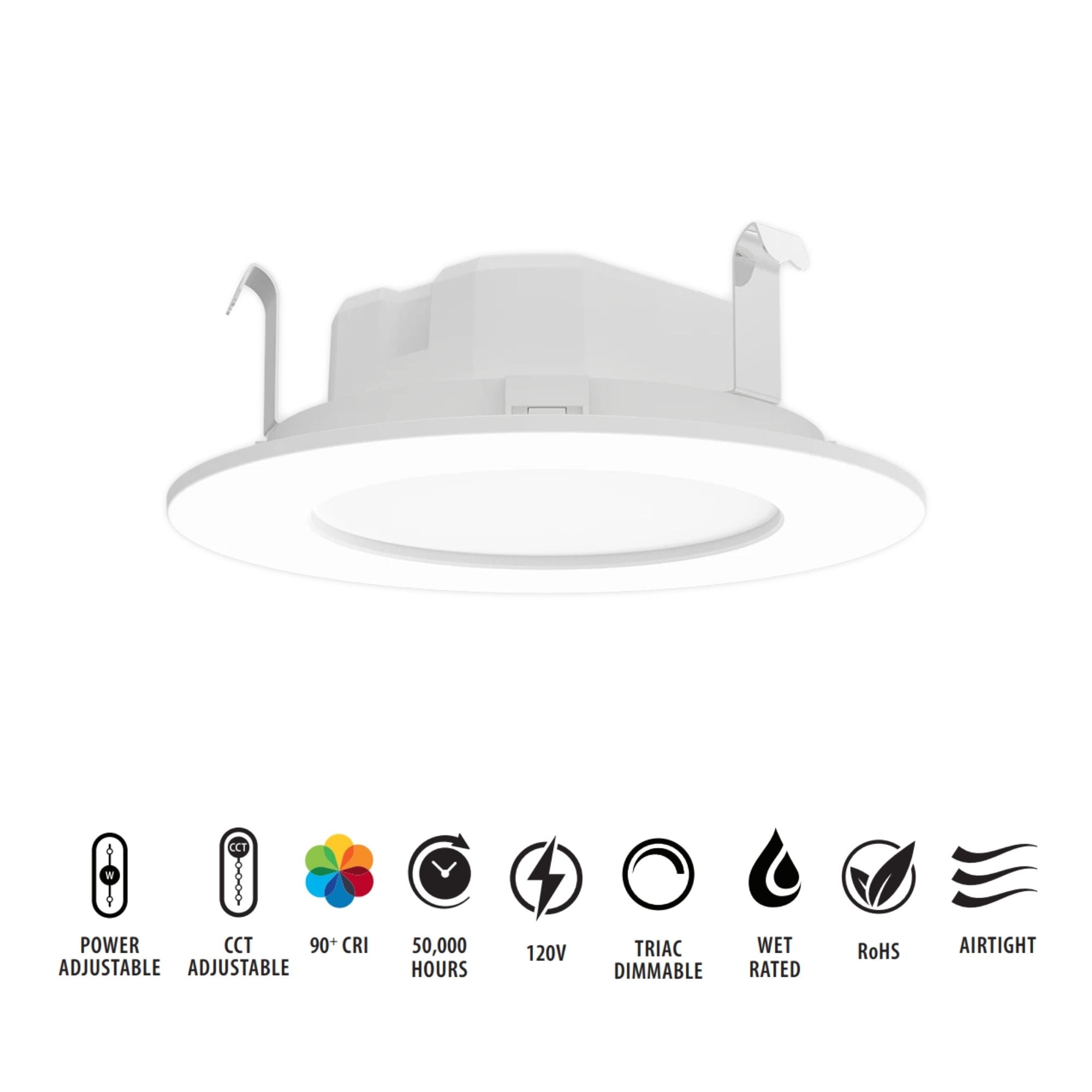 4 Inch Wafer Retrofit LED Can Light - 835 Lumens, 5 Color Temperatures, White Smooth Trim - Perfect for Kitchen, Bathroom & Living Room Lighting