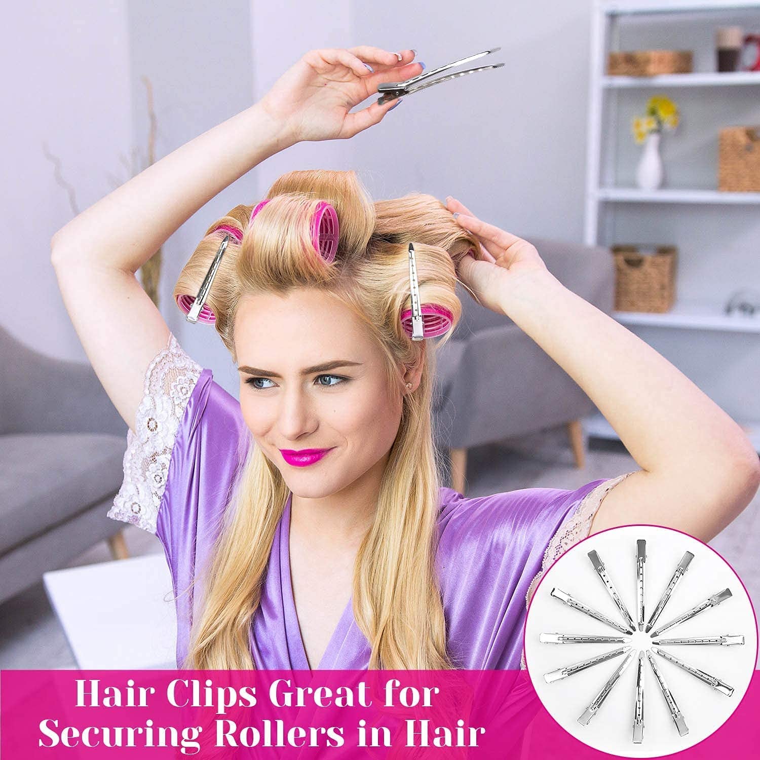 SIYAA 6Pcs Jumbo Self-Grip Hair Rollers Set with Stainless Steel - Perfect for Salon-Quality Curls at Home, Parties & Special Occasions