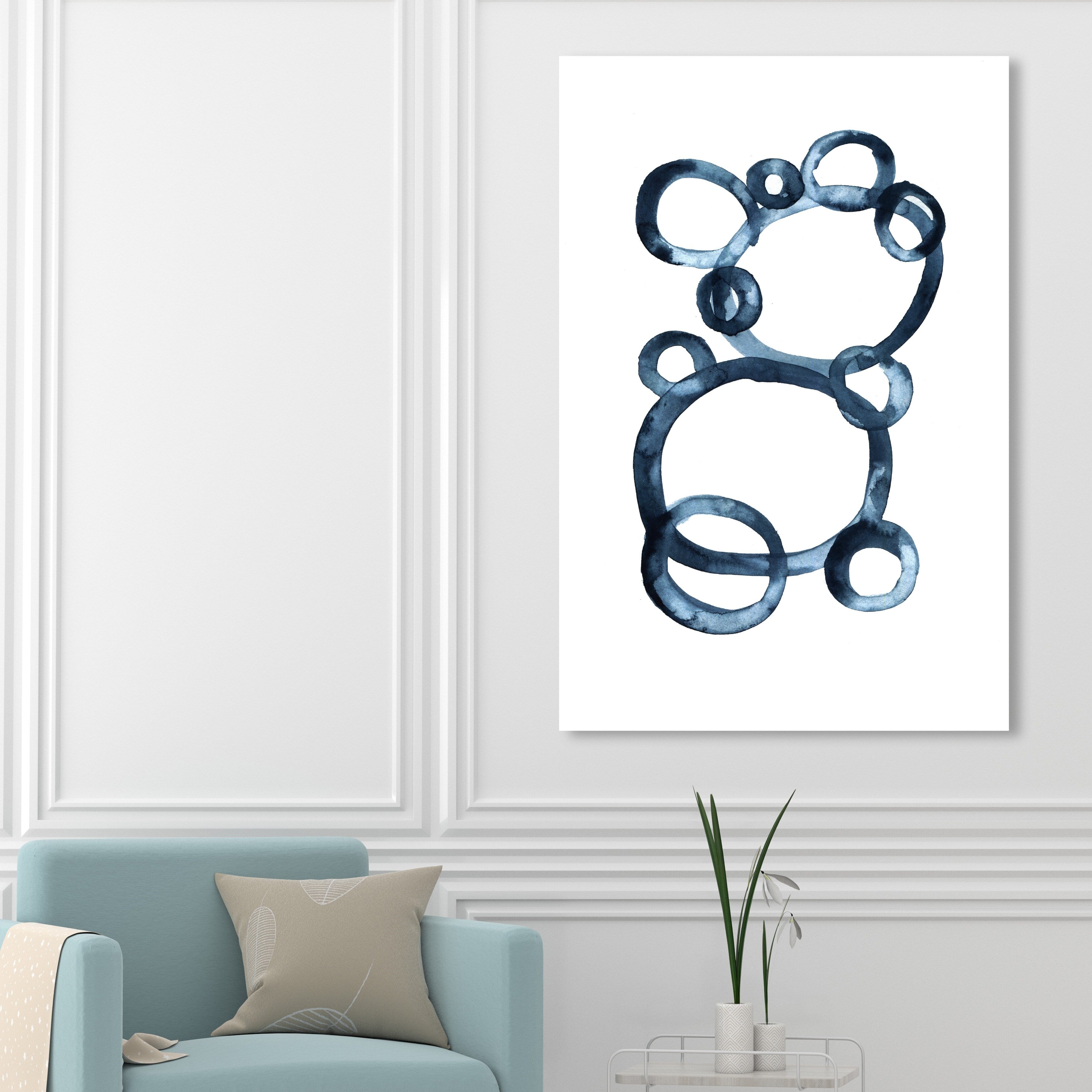 Bear Bubbles Modern Baby Bear Fingerpainted Art - Contemporary White Canvas Wall Print for Nursery & Boys Room Decor - Perfect for Baby Showers, Kids Bedrooms & Playroom Wall Art