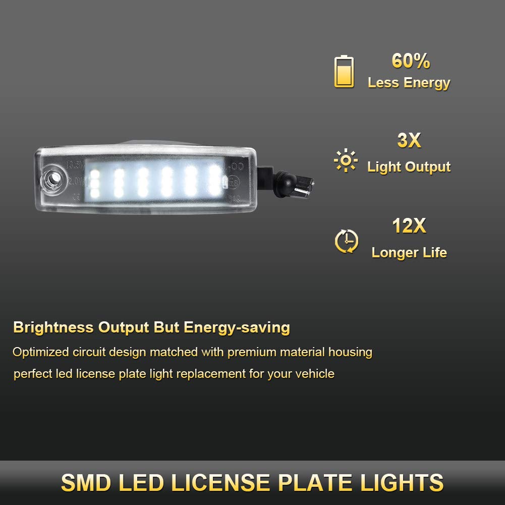 Gempro LED License Plate Light - 2Pcs Super Bright White License Plate Lamp Assembly - Compatible with Scion XB, Toyota Highlander, Lexus RX300 - Perfect for Night Driving & Enhanced Vehicle Safety