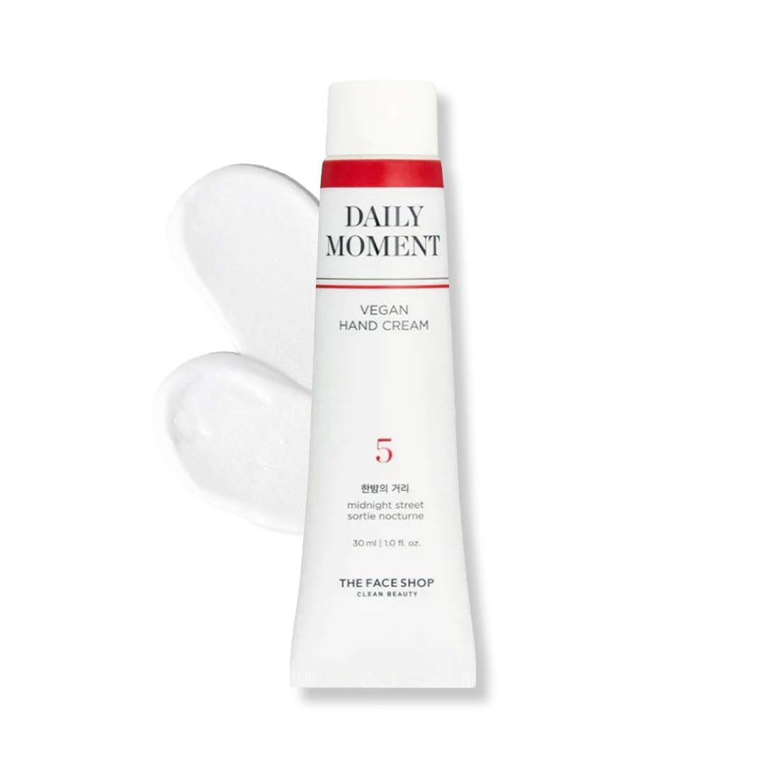 The Face Shop Daily Moment Vegan Hand Cream - Midnight Street with Hyaluronic Acid & Shea Butter, Non-Greasy & Fast Absorbing, 30ml - Perfect for Dry Hands, Office Use & On-the-Go Hydration