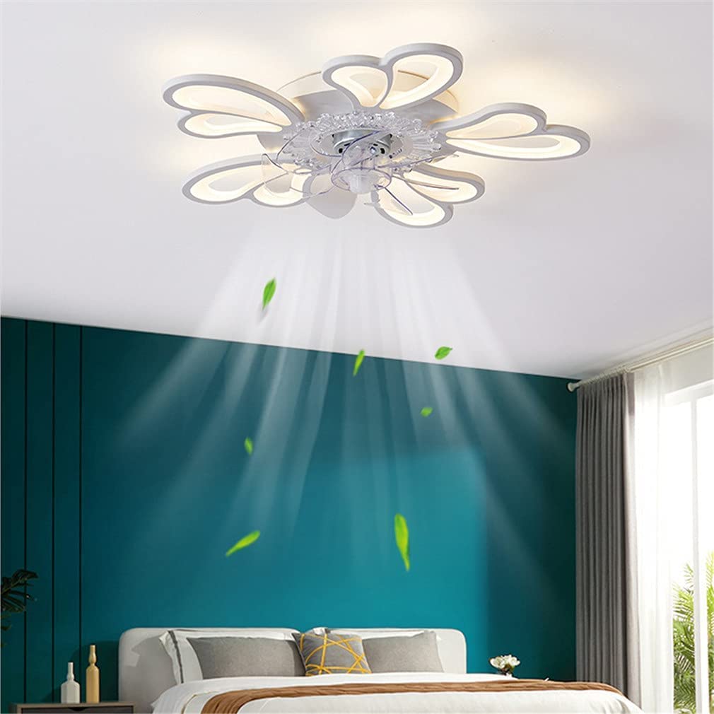 MAXIAOXIANG 24in LED Ceiling Fan with Lights - Remote Control, Dimmable, 3 Wind Speeds, Timer - Flower Shape Design for Bedroom, Kids Room & Nursery - Energy Efficient 50W Lighting & Cooling Solution