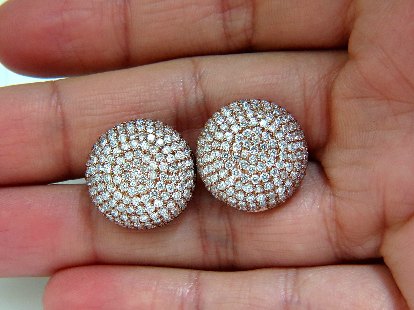 5.50CT Diamond Cluster Domed Bead Set Button Puff Clip Earrings G/VS - Elegant Jewelry for Parties, Weddings & Special Occasions