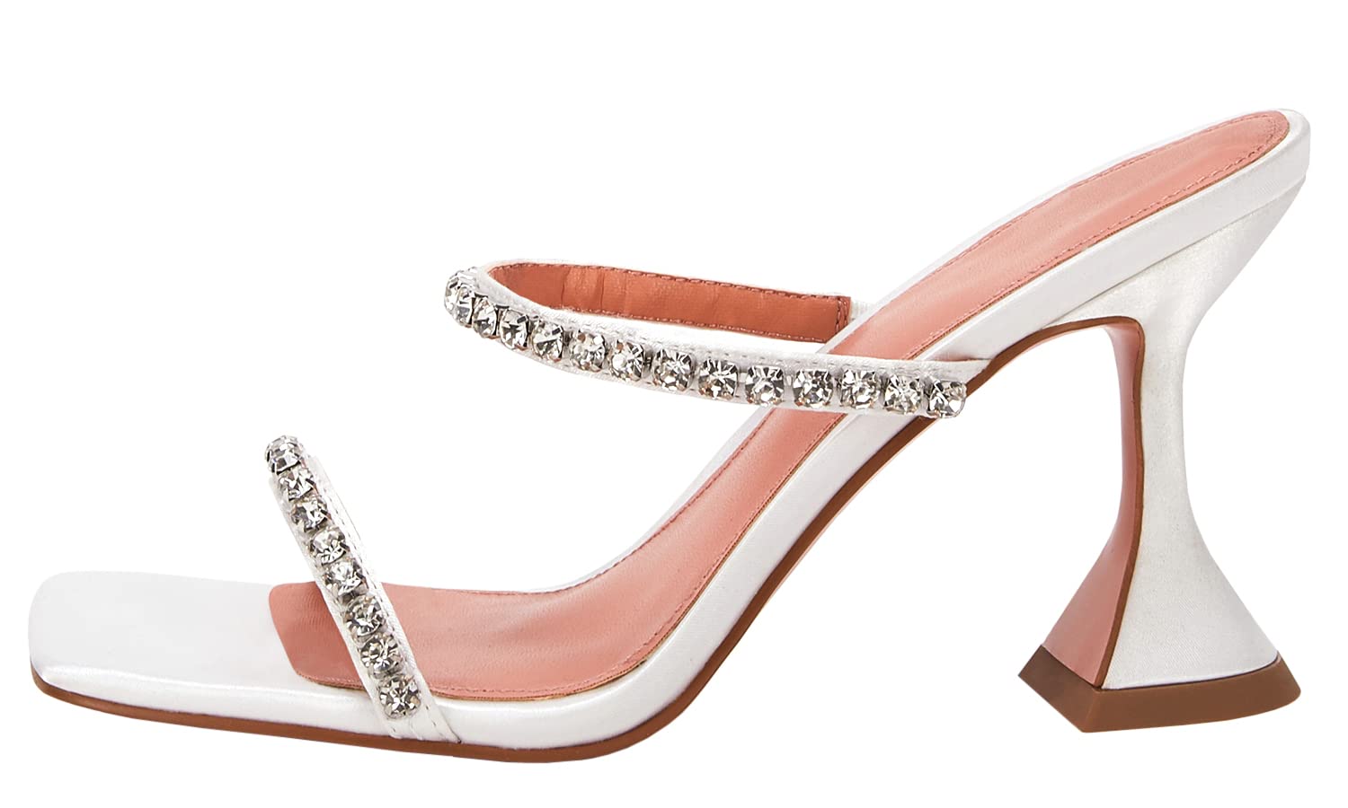 Women's Square Toe Heeled Sandals - 2 Strap Satin High Heels for Wedding, Party & Special Occasions | Elegant Dress Shoes for Prom, Evening Events & Date Nights