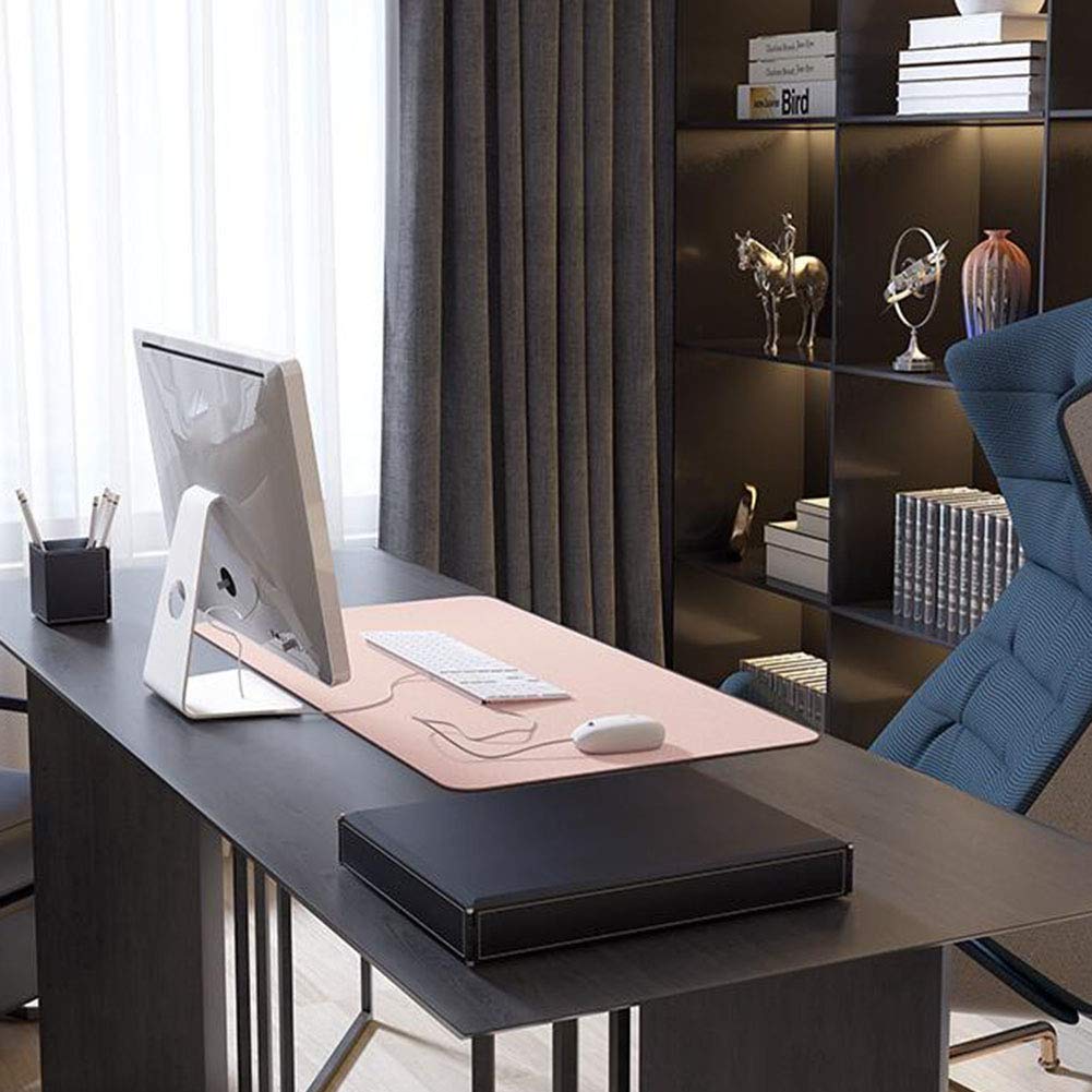 Premium PU Leather Desk Pad - Large 47x24 Inch Non-Slip Waterproof Office Desk Mat Protector | Extended Mouse Pad for Gaming & Work | Pink Workstation Accessory for Home Office & Gaming Setup