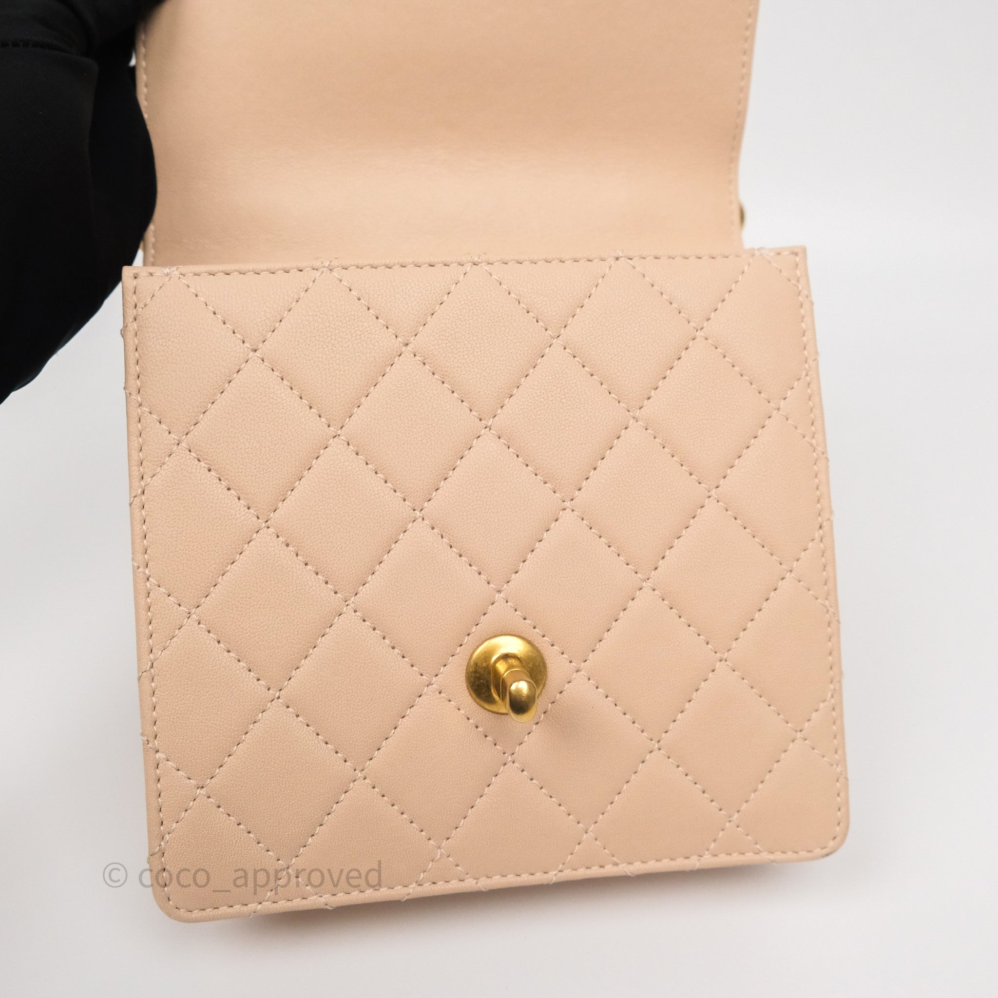 Chanel Classic Flap Bag Quilted Beige Pink Goatskin Leather with Pearl & Aged Gold Hardware - Luxury Crossbody Purse for Women, Perfect for Date Night & Special Occasions