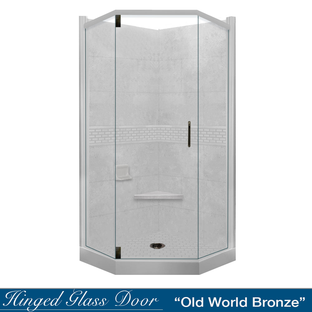 Neo Angle Portland Cement Sistine Stone & Classic Stone Accent DIY Shower Remodel Kit - Easy Bathroom Renovation for Modern Home Decor