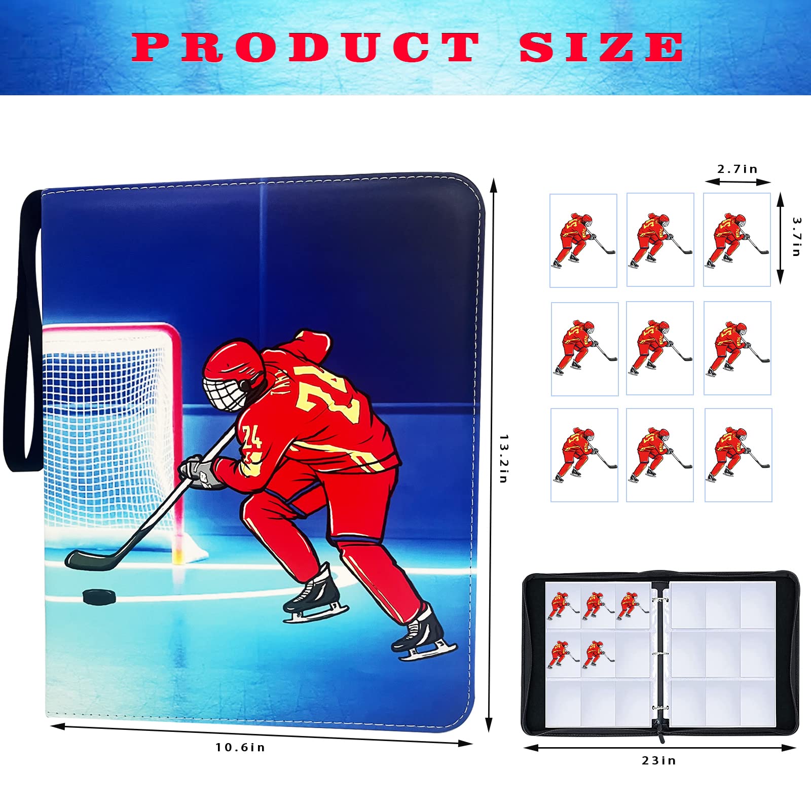 Premium 900-Pocket Hockey Card Binder - Trading Card Collector Album with 50 Removable Sleeves for Sports & Hockey Cards | Perfect for Organizing, Displaying, and Protecting Your Valuable Card Collection at Home or Tournaments