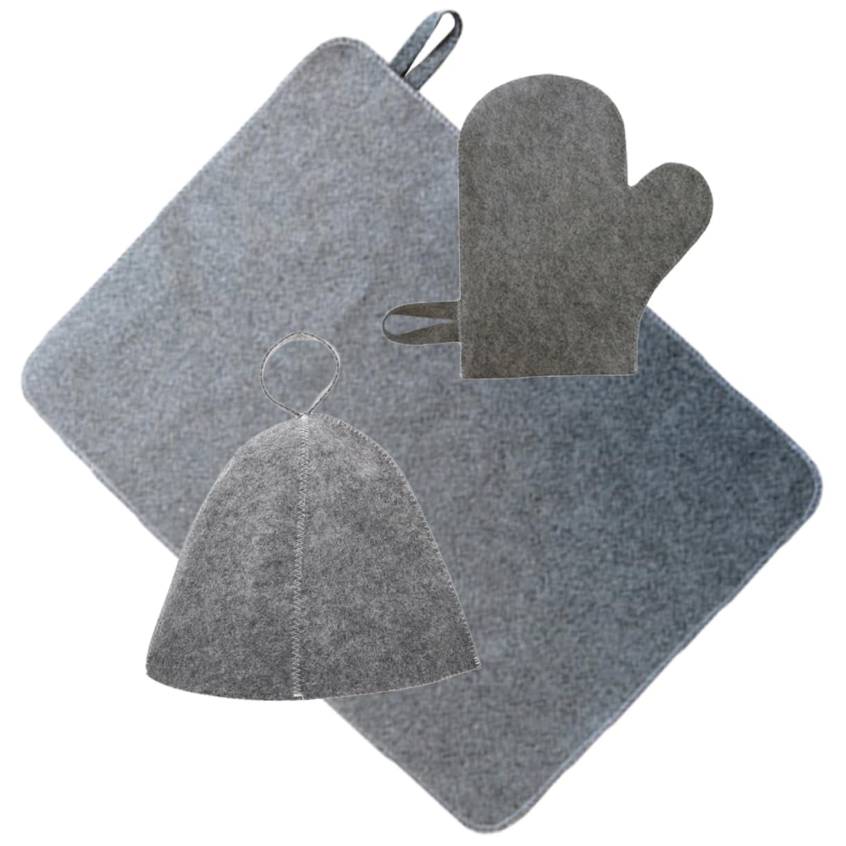 Minkissy 5-Pack Felt Sauna Hat Set for Men & Women - Breathable Bath Hat for Spa, Sauna, Shower - Grey Protective Headwear for Home & Gym Use