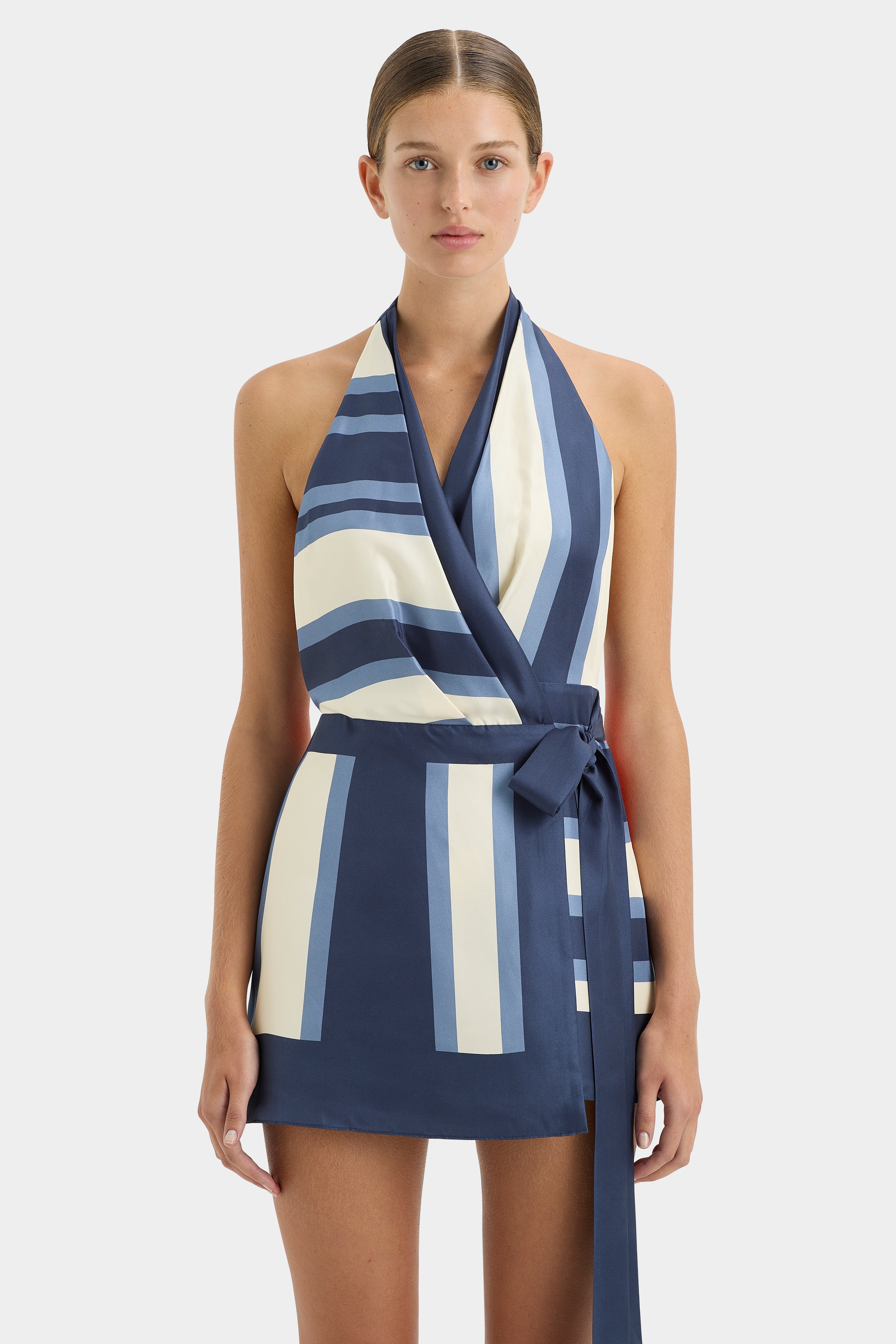 Sexy Dazed Wrap Halter Mini Dress for Women - Summer Beach Party, Club Night Out, Date Night Outfit