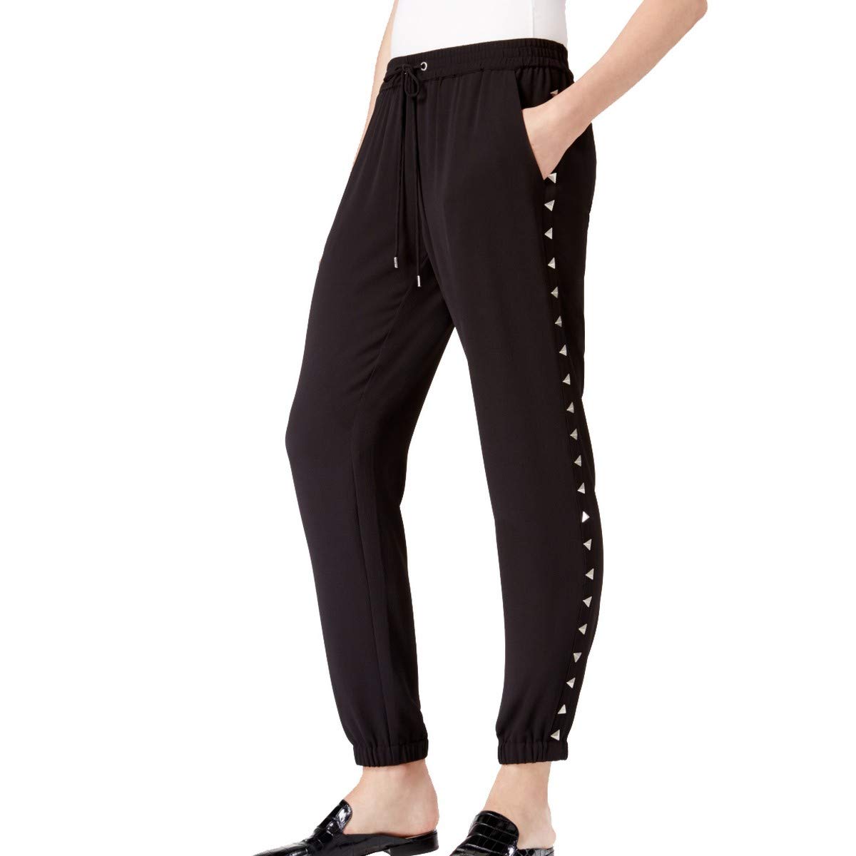 MICHAEL Michael Kors Women's Studded Track Casual Pants - Stylish Comfort for Everyday Wear, Work & Travel